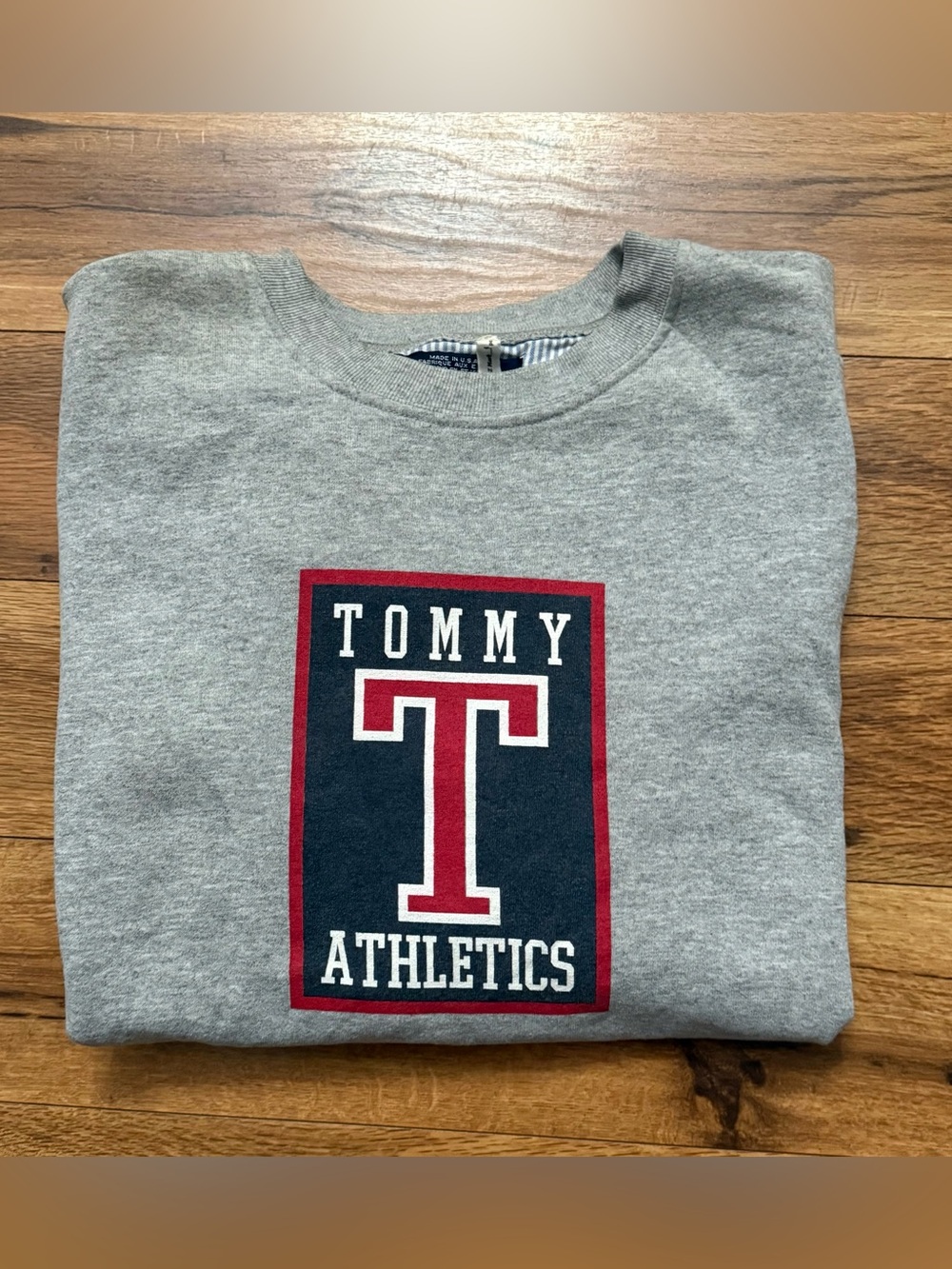 Vintage 90s Y2K Tommy Hilfiger Athletics RARE Gray Crewneck Sweatshirt L Preppy